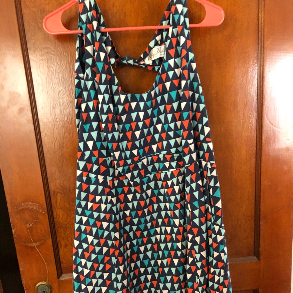 GUC Cherry Velvet Pennant Flags Dress